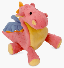 goDog Dragon w/Chew Guard Coral Plush Dog Toy Large