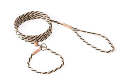Nylon Slip Lead With Stopper (6 ft  x 1/8in or 4mm) (Color: Gold / Hunter Green, size: 6 ft  x 1/8in or 4mm)