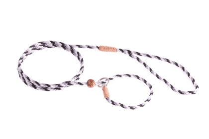 Nylon Slip Lead With Stopper (4 ft  x 1/8in or 4mm) (Color: Black - White - Gray, size: 4 ft  x 1/8in or 4mm)