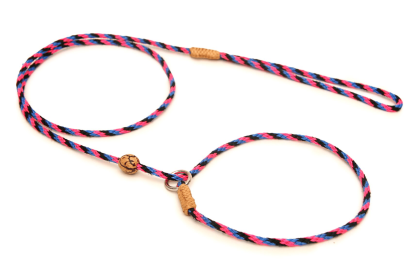 Nylon Slip Lead With Stopper (4 ft  x 1/8in or 4mm) (Color: Black - Pink - Blue, size: 4 ft  x 1/8in or 4mm)