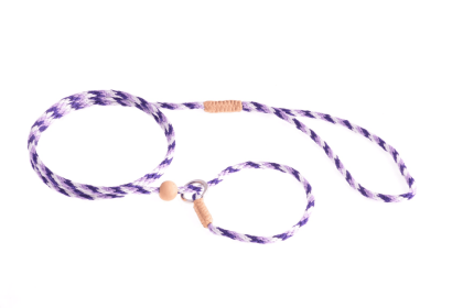 Nylon Slip Lead With Stopper (4 ft  x 1/8in or 4mm) (Color: Purple Combination, size: 4 ft  x 1/8in or 4mm)