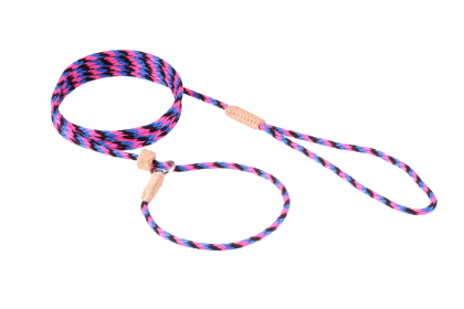 Nylon Slip Lead With Stopper (6 ft  x 1/8in or 4mm) (Color: Black - Pink - Blue, size: 6 ft  x 1/8in or 4mm)