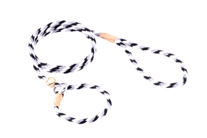Nylon Slip Lead With Stopper (4 ft  x 1/4in or 6mm) (Color: Black - White - Gray, size: 4 ft  x 1/4in or 6mm)