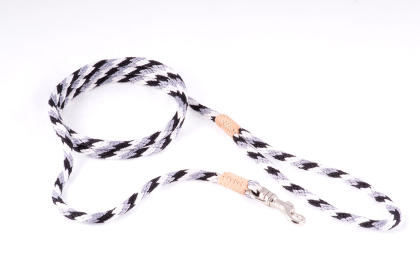 Nylon Snap Leads (4 ft  x 1/4in or 6mm) (Color: Black - White - Gray, size: 4 ft  x 1/4in or 6mm)