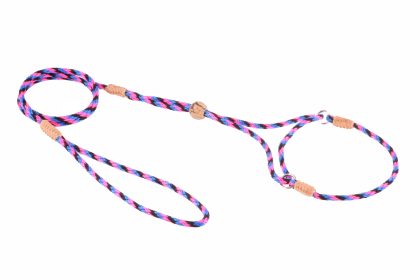 Nylon Martingale Leads (8in x 1/8in or 4mm) (Color: Black - Pink - Blue, size: 8in x 1/8in or 4mm)
