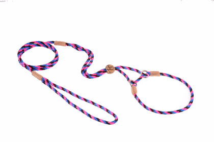 Nylon Martingale Leads (10in x 1/8in or 4mm) (Color: Black - Pink - Blue, size: 10in x 1/8in or 4mm)
