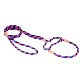 Nylon Martingale Leads (10in x 1/4in or 6mm) (Color: Black - Pink - Blue, size: 10in x 1/4in or 6mm)