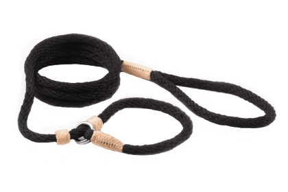 Nylon Slip Leash With 2 Stoppers (6ft  x 5/16in or 8mm) (Color: Black Nylon, size: 6ft  x 5/16in or 8mm)