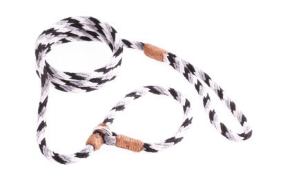 Nylon Slip Leash With 2 Stoppers (6ft  x 5/16in or 8mm) (Color: Black - White - Gray, size: 6ft  x 5/16in or 8mm)