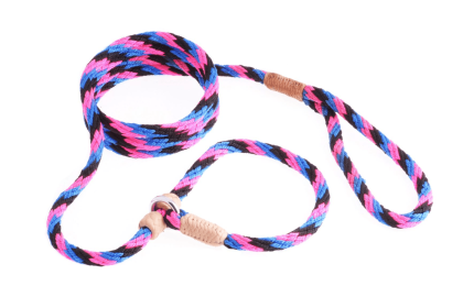 Nylon Slip Leash With 2 Stoppers (6ft  x 5/16in or 8mm) (Color: Black - Pink - Blue, size: 6ft  x 5/16in or 8mm)