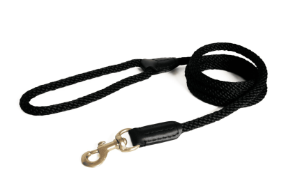 Rope and Leather Snap Lead (4ft x 3/4 in) (Color: Black  Line, size: 4ft x 3/4 in)