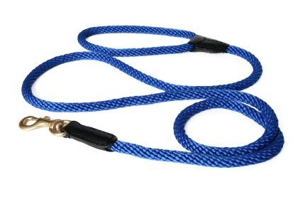 Rope and Leather Snap Lead (4ft x 3/4 in) (Color: Deep Blue  Line, size: 4ft x 3/4 in)