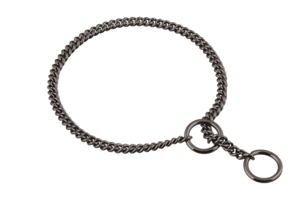 Slip Curve Show Chain Collar (10 in x 1.2 mm) (Color: Black Metal Chain, size: 10 in x 1.2 mm)