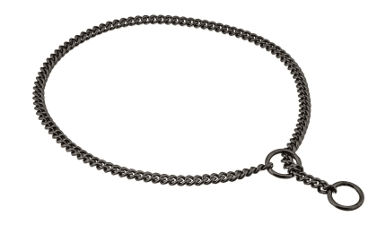 Slip Curve Show Chain Collar (10 in x 1.4 mm) (Color: Black Metal Chain, size: 10 in x 1.4 mm)