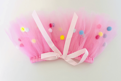 Pink Pom Pom Dog Tutu Skirt (size: LG)
