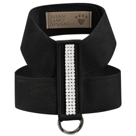 Susan Lanci Designs 3 Row Giltmore Crystals Tinkie Harness (Color: Black, size: medium)