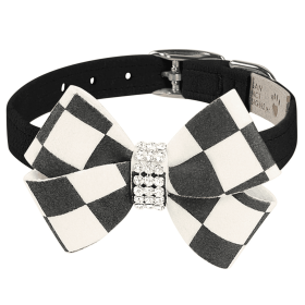 Susan Lanci Designs Windsor Check Nouveau Bow Collar (size: medium)