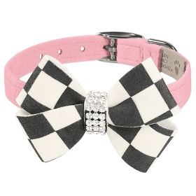 Susan Lanci Designs Windsor Check Nouveau Bow Collar (size: XXS)
