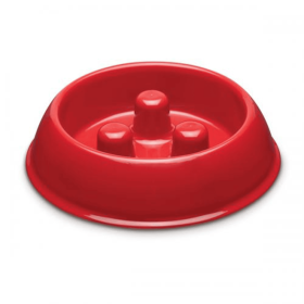 PS Plastic Slow Feeder Bowl (Color: Red, size: 12oz)