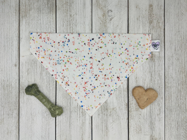 Over-The-Collar Dog Bandana (Print Design: Celebrate Confetti, size: small)