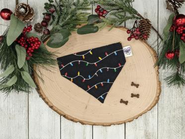 Over-The-Collar Dog Bandana (Print Design: Christmas Lights, size: Kitty)