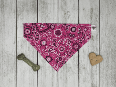 Over-The-Collar Dog Bandana (Print Design: Classic Pink, size: Kitty)