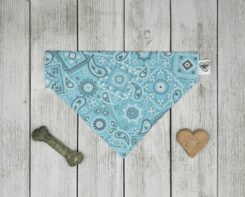 Over-The-Collar Dog Bandana (Print Design: Classic Teal, size: Xsmall)