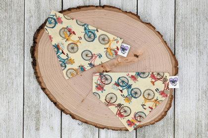 Over-The-Collar Dog Bandana (Print Design: Floral Bicycle Race, size: Xsmall)