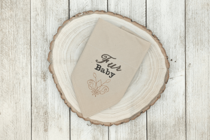 Embroidered Print - Traditional Tie-Around Dog Bandana (Print Design: Fur Baby Tan, size: Xsmall)