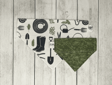 Over-The-Collar Dog Bandana (Print Design: Gardening Pups, size: medium)
