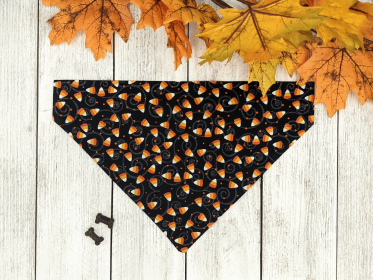 Over-The-Collar Dog Bandana (Print Design: Halloween Candy Corn Sparkle, size: Xsmall)