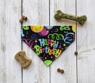 Over-The-Collar Dog Bandana (Print Design: Happy Birthday Balloons, size: large)