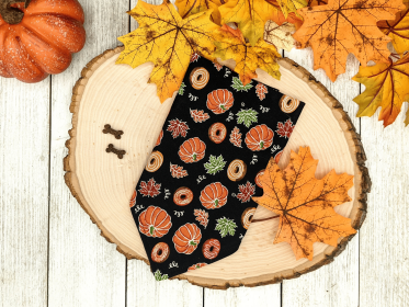 Over-The-Collar Dog Bandana (Print Design: Pumpkin Spice Donuts Fall Print, size: medium)