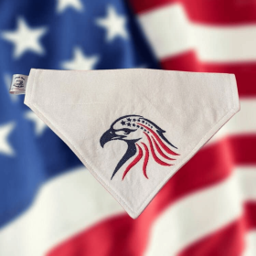 Embroidered Print - Traditional Tie-Around Dog Bandana (Print Design: Red White and Blue Eagle, size: large)