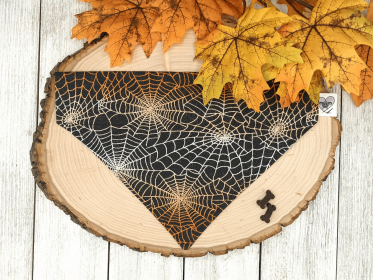 Over-The-Collar Dog Bandana (Print Design: Spider Web Halloween, size: small)