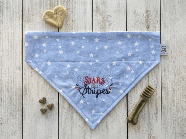 Embroidered Print - Traditional Tie-Around Dog Bandana (Print Design: Stars and Stripes Forever, size: medium)