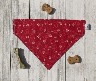 Over-The-Collar Dog Bandana (Print Design: Valentine's Day Hearts and Sparkles, size: large)