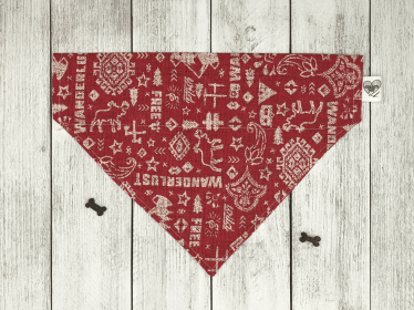 Over-The-Collar Dog Bandana (Print Design: Wanderlust Adventure, size: Xsmall)