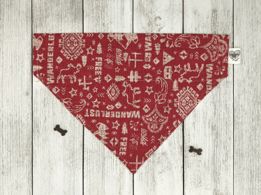 Over-The-Collar Dog Bandana (Print Design: Wanderlust Adventure, size: large)