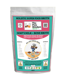 Goats Milk & Bone Broth (Option: Protein Max Blend* Stress, Gland, Joint & Immune Support* The Petz Kitchen  Broth)
