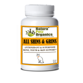 All Shins & Grins Capsules - Antioxidant Super Food Bone, Eye, Teeth & Skin Support Dog & Cat* (size: CAT/ 150 caps / 300 mg)