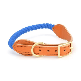 Luxe Royal Leather Rope Collar (Color: Cornflower Blue)