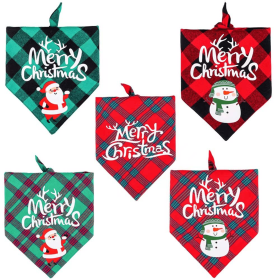 Merry Christmas Holiday - Dog/Cat Bandana (style: Green+Black-Santa Claus)