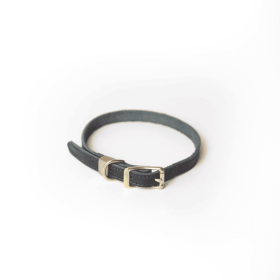 Full Grain Leather Dog Collar (Color: Milled Black)