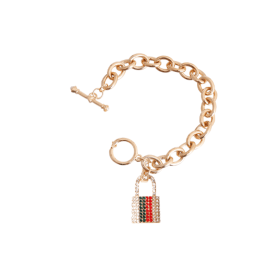 Designer Inspired Rhinestone Lock Pendant (size: X Large)
