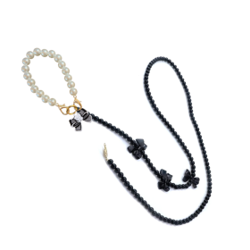 Pearl and Bows Dog Leash (Color: Black)