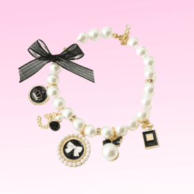 Pearls and Bow Charm Necklace (size: medium)