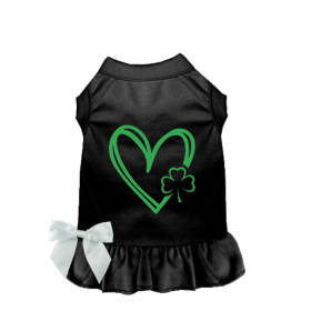 Shamrocks & Hearts Dog Dress/Shirt (Color: Black, size: large)