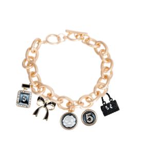 Bags & Bows Charm Necklace (Color: Black, size: medium)