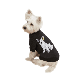 Frenchie Sequin Tee (Color: Black, size: X Large)